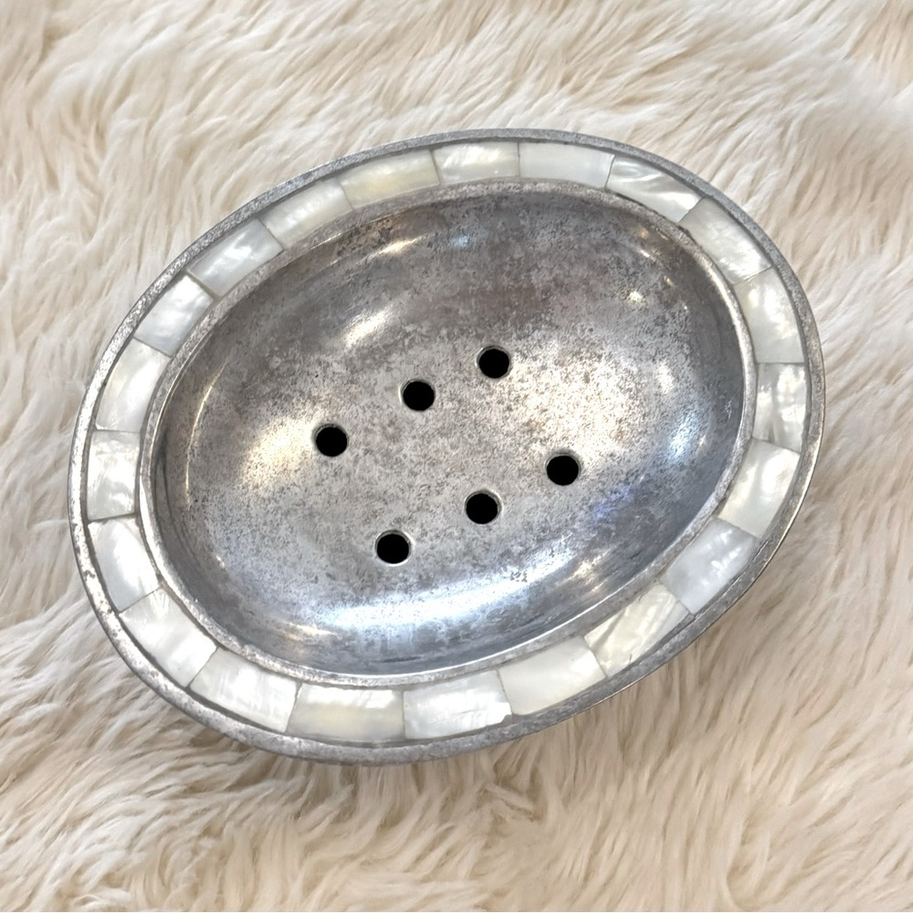 Abalone Trim Silver Soap Dish
